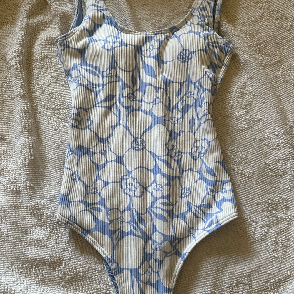 Billabong Blue and Cream Floral Swimsuit